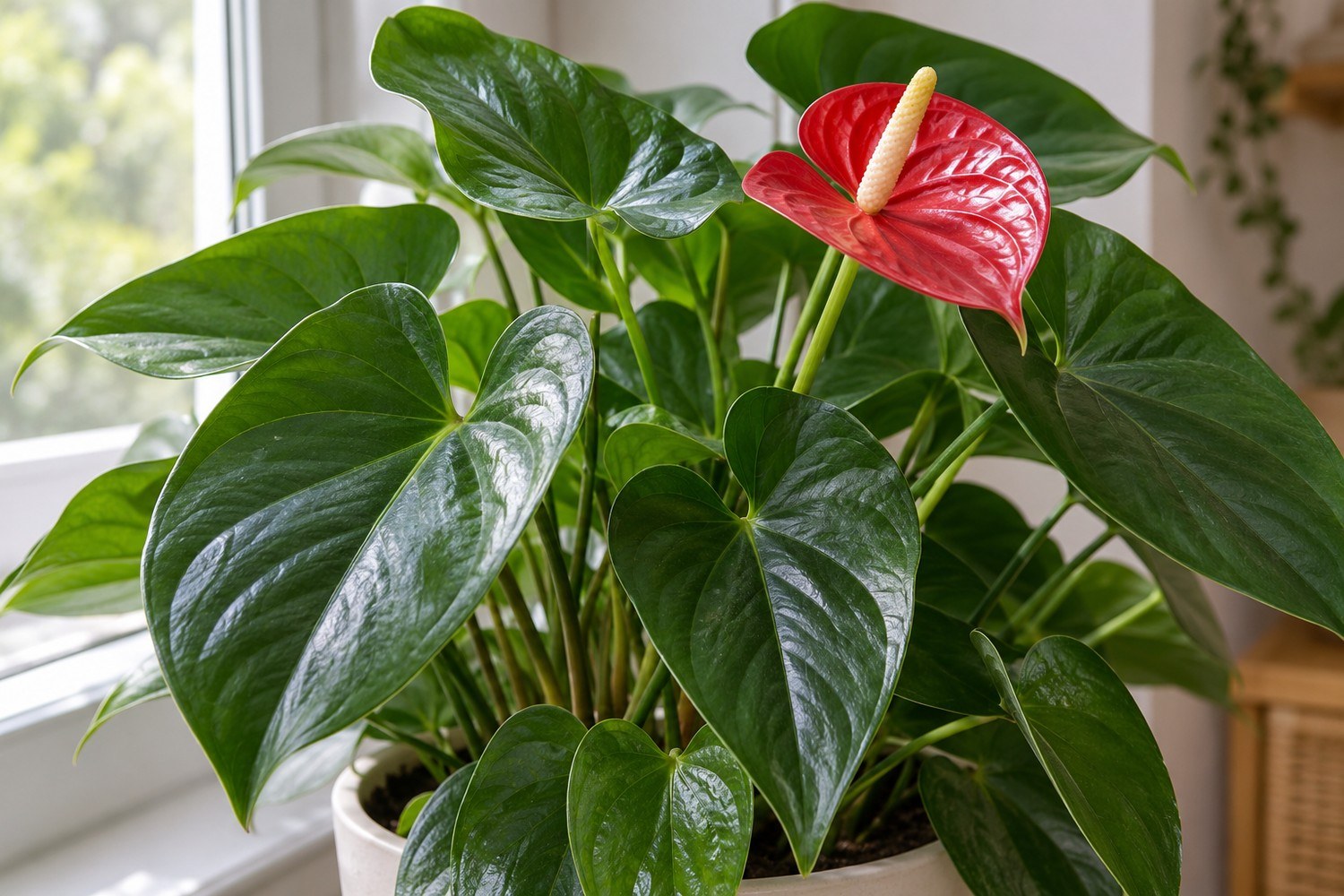 Anthurium con tante foglie e pochi fiori: perché succede e cosa fare