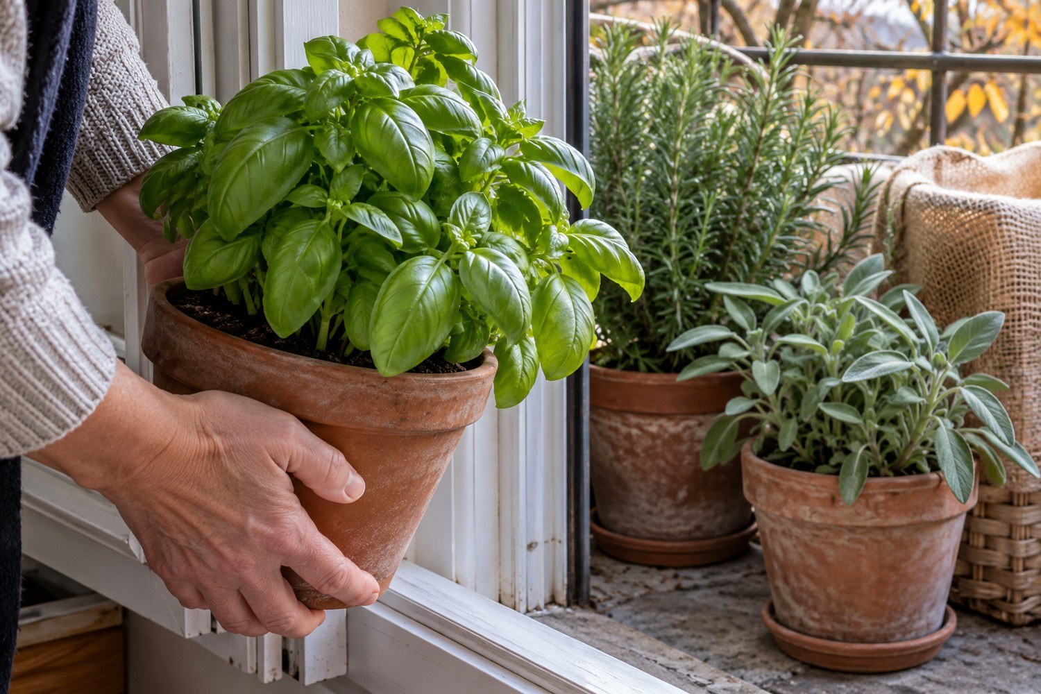 Basilico, rosmarino e salvia: come proteggerli dalle prime notti fredde