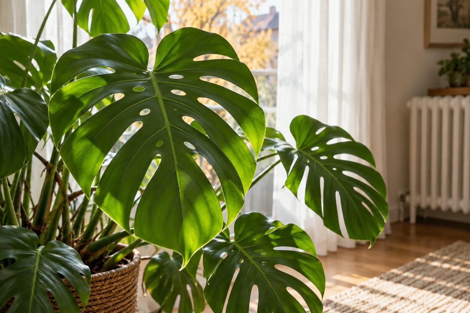 Dove mettere la Monstera in autunno: lontano dal termosifone ma non al buio